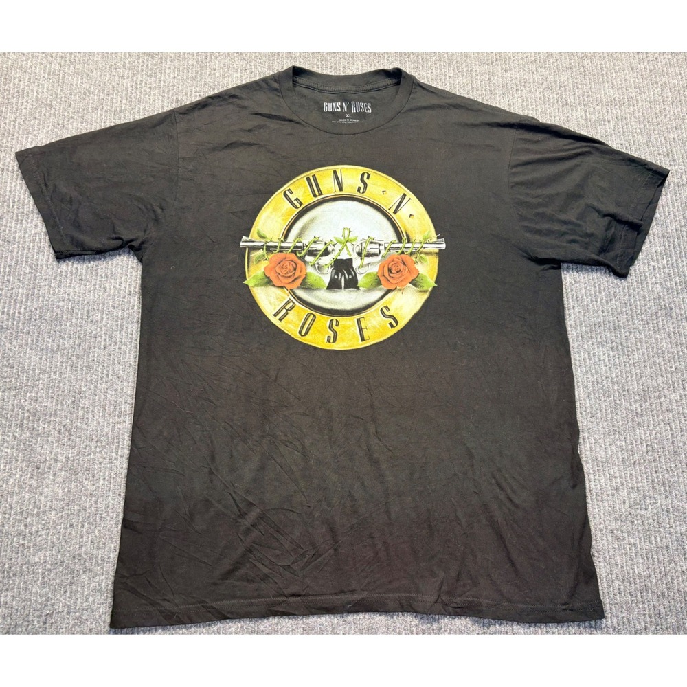 Guns N Roses Mens XL Black Graphic T-Shirt Bullet Logo Band Tee 2021 Bravado